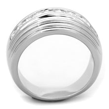 Load image into Gallery viewer, 3W588 - Rhodium Brass Ring with AAA Grade CZ  in Clear