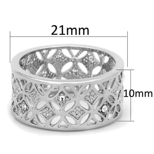 3W590 - Rhodium Brass Ring with Top Grade Crystal  in Clear