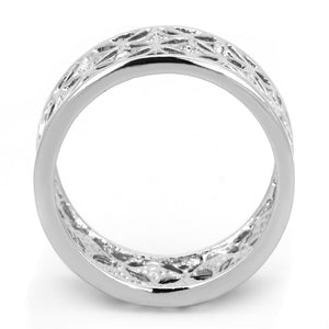3W590 - Rhodium Brass Ring with Top Grade Crystal  in Clear
