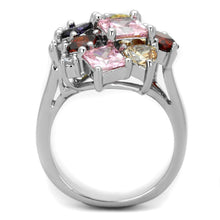 Load image into Gallery viewer, Ela Cocktail Ring - Rhodium Brass, AAA CZ , Multi Color - 3W599
