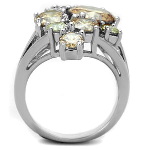 3W600 - Rhodium Brass Ring with AAA Grade CZ  in Multi Color