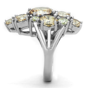 3W600 - Rhodium Brass Ring with AAA Grade CZ  in Multi Color