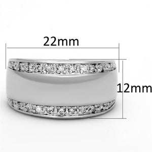 3W601 - Rhodium Brass Ring with AAA Grade CZ  in Clear