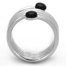 Load image into Gallery viewer, 3W602 - Rhodium Brass Ring with Synthetic Onyx in Jet