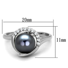 Load image into Gallery viewer, 3W629 - Rhodium Brass Ring with Synthetic Pearl in Gray