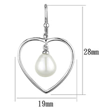 Load image into Gallery viewer, 3W630 - Rhodium Brass Earrings with Semi-Precious Pearl in White