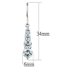 Load image into Gallery viewer, 3W633 - Rhodium Brass Earrings with AAA Grade CZ  in Clear
