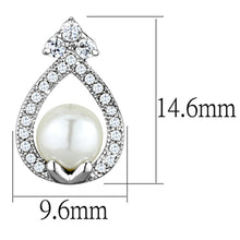 Load image into Gallery viewer, 3W665 - Rhodium Brass Earrings with Synthetic Pearl in White