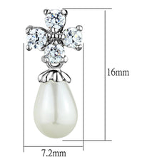 Load image into Gallery viewer, 3W672 - Rhodium Brass Earrings with Synthetic Pearl in White