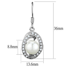 Load image into Gallery viewer, 3W673 - Rhodium Brass Earrings with Synthetic Pearl in White