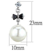 Load image into Gallery viewer, 3W676 - Rhodium Brass Earrings with Synthetic Pearl in White