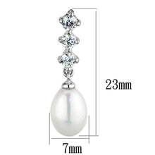 Load image into Gallery viewer, 3W679 - Rhodium Brass Earrings with Semi-Precious Pearl in White