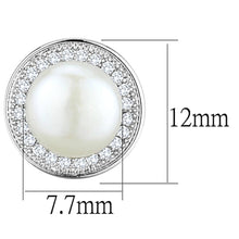 Load image into Gallery viewer, 3W682 - Rhodium Brass Earrings with Synthetic Pearl in White
