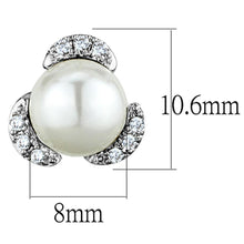 Load image into Gallery viewer, 3W686 - Rhodium Brass Earrings with Synthetic Pearl in White
