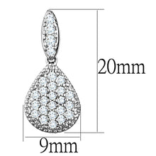 Load image into Gallery viewer, 3W696 - Rhodium Brass Earrings with AAA Grade CZ  in Clear