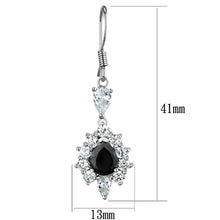 Load image into Gallery viewer, 3W705 - Rhodium Brass Earrings with AAA Grade CZ  in Black Diamond