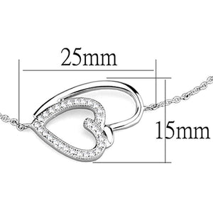 3W715 - Rhodium Brass Bracelet with AAA Grade CZ  in Clear
