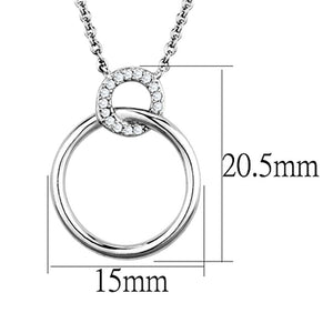 3W717 - Rhodium Brass Necklace with AAA Grade CZ  in Clear
