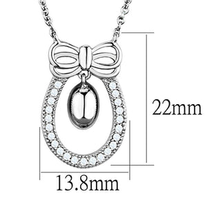 3W718 - Rhodium Brass Necklace with AAA Grade CZ  in Clear