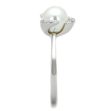 Load image into Gallery viewer, 3W721 - Rhodium Brass Ring with Synthetic Pearl in White