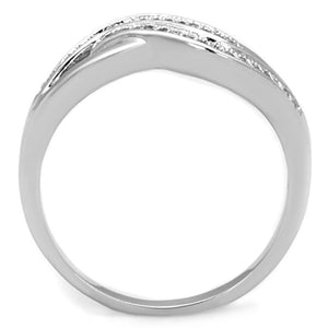 3W724 - Rhodium Brass Ring with AAA Grade CZ  in Clear