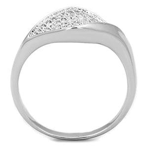 3W726 - Rhodium Brass Ring with AAA Grade CZ  in Clear
