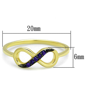 3W727 - Gold+Ruthenium Brass Ring with AAA Grade CZ  in Tanzanite