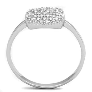 3W728 - Rhodium Brass Ring with AAA Grade CZ  in Clear