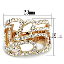 Load image into Gallery viewer, 3W733 - Rose Gold Brass Ring with Top Grade Crystal  in Clear