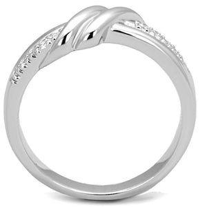 3W741 - Rhodium Brass Ring with AAA Grade CZ  in Clear