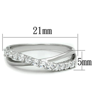 3W742 - Rhodium Brass Ring with AAA Grade CZ  in Clear