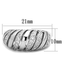 Load image into Gallery viewer, 3W743 - Rhodium Brass Ring with AAA Grade CZ  in Clear