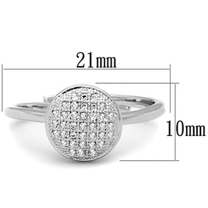 3W749 - Rhodium Brass Ring with AAA Grade CZ  in Clear