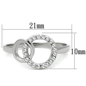 3W756 - Rhodium Brass Ring with AAA Grade CZ  in Clear