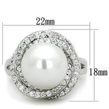 Load image into Gallery viewer, 3W759 - Rhodium Brass Ring with Synthetic Pearl in White