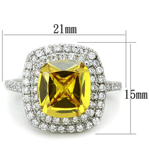 3W760 - Rhodium Brass Ring with AAA Grade CZ  in Topaz
