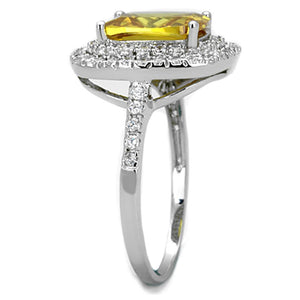 3W760 - Rhodium Brass Ring with AAA Grade CZ  in Topaz