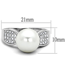 Load image into Gallery viewer, 3W761 - Rhodium Brass Ring with Synthetic Pearl in White