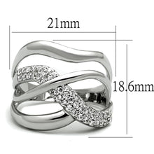 Load image into Gallery viewer, 3W766 - Rhodium Brass Ring with AAA Grade CZ  in Clear