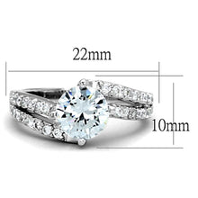 Load image into Gallery viewer, 3W770 - Rhodium Brass Ring with AAA Grade CZ  in Clear