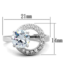Load image into Gallery viewer, 3W774 - Rhodium Brass Ring with AAA Grade CZ  in Clear
