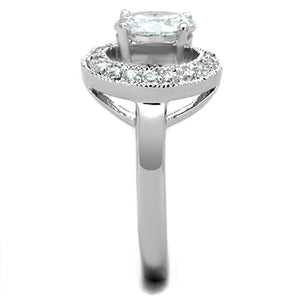 3W774 - Rhodium Brass Ring with AAA Grade CZ  in Clear