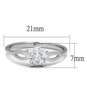 3W775 - Rhodium Brass Ring with AAA Grade CZ  in Clear