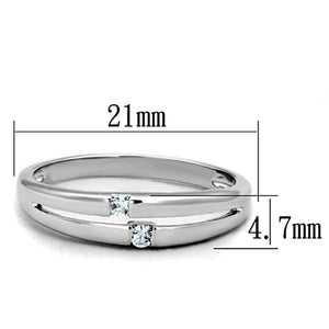 3W779 - Rhodium Brass Ring with AAA Grade CZ  in Clear