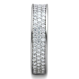 3W781 - Rhodium Brass Ring with AAA Grade CZ  in Clear