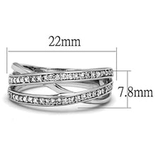 Load image into Gallery viewer, 3W782 - Rhodium Brass Ring with AAA Grade CZ  in Clear