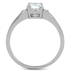 3W786 - Rhodium Brass Ring with AAA Grade CZ  in Clear