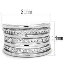 Load image into Gallery viewer, 3W791 - Rhodium Brass Ring with AAA Grade CZ  in Clear