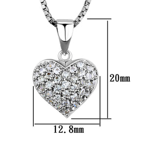3W793 - Rhodium Brass Chain Pendant with AAA Grade CZ  in Clear