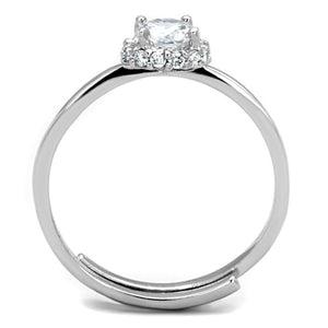 3W795 - Rhodium Brass Ring with AAA Grade CZ  in Clear